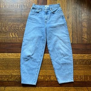 Agolde Balloon Ultra High Rise Curved Taper in  light denim